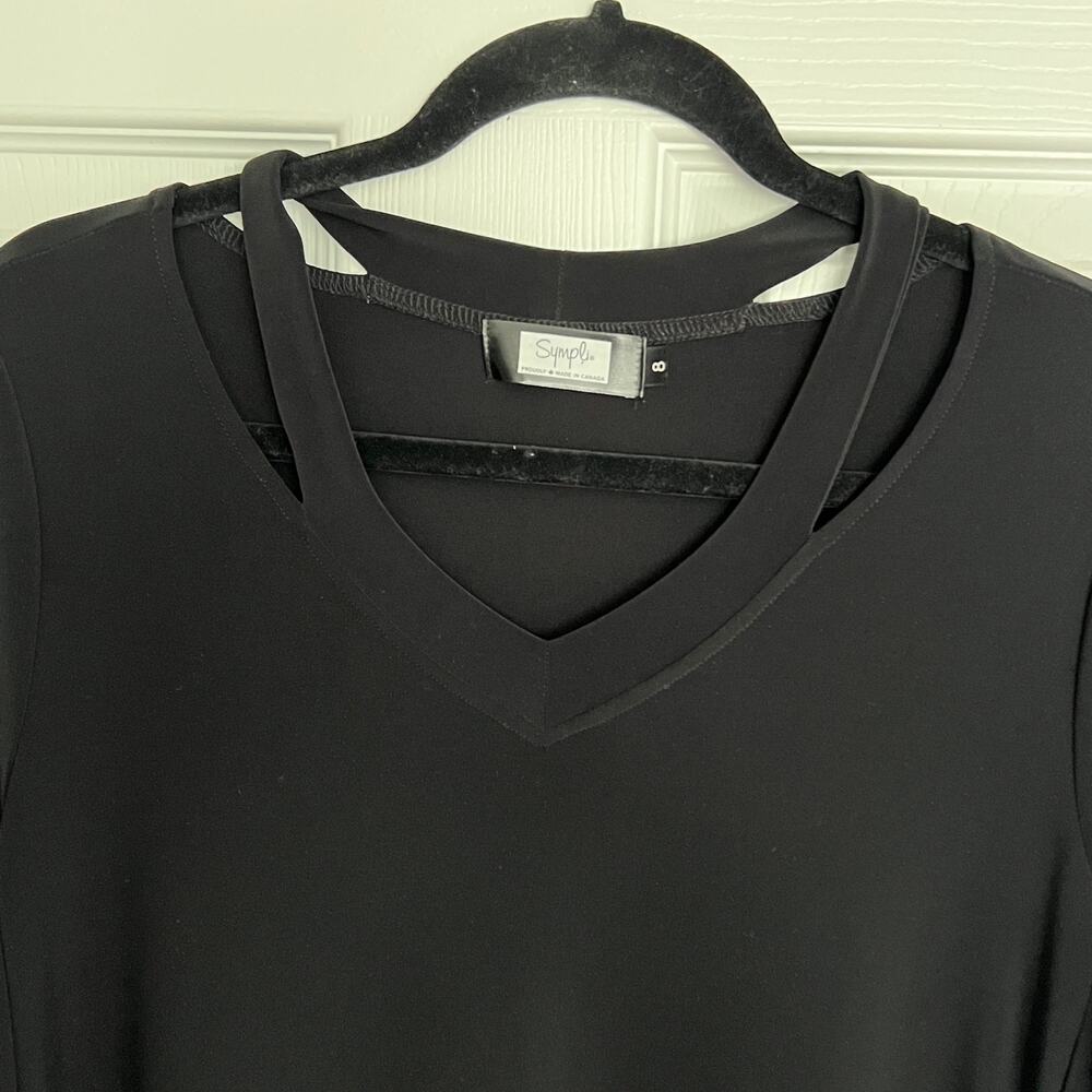 Sympli Tunic Top Women's Size 8 Black Curved Hem - Picture 3 of 5
